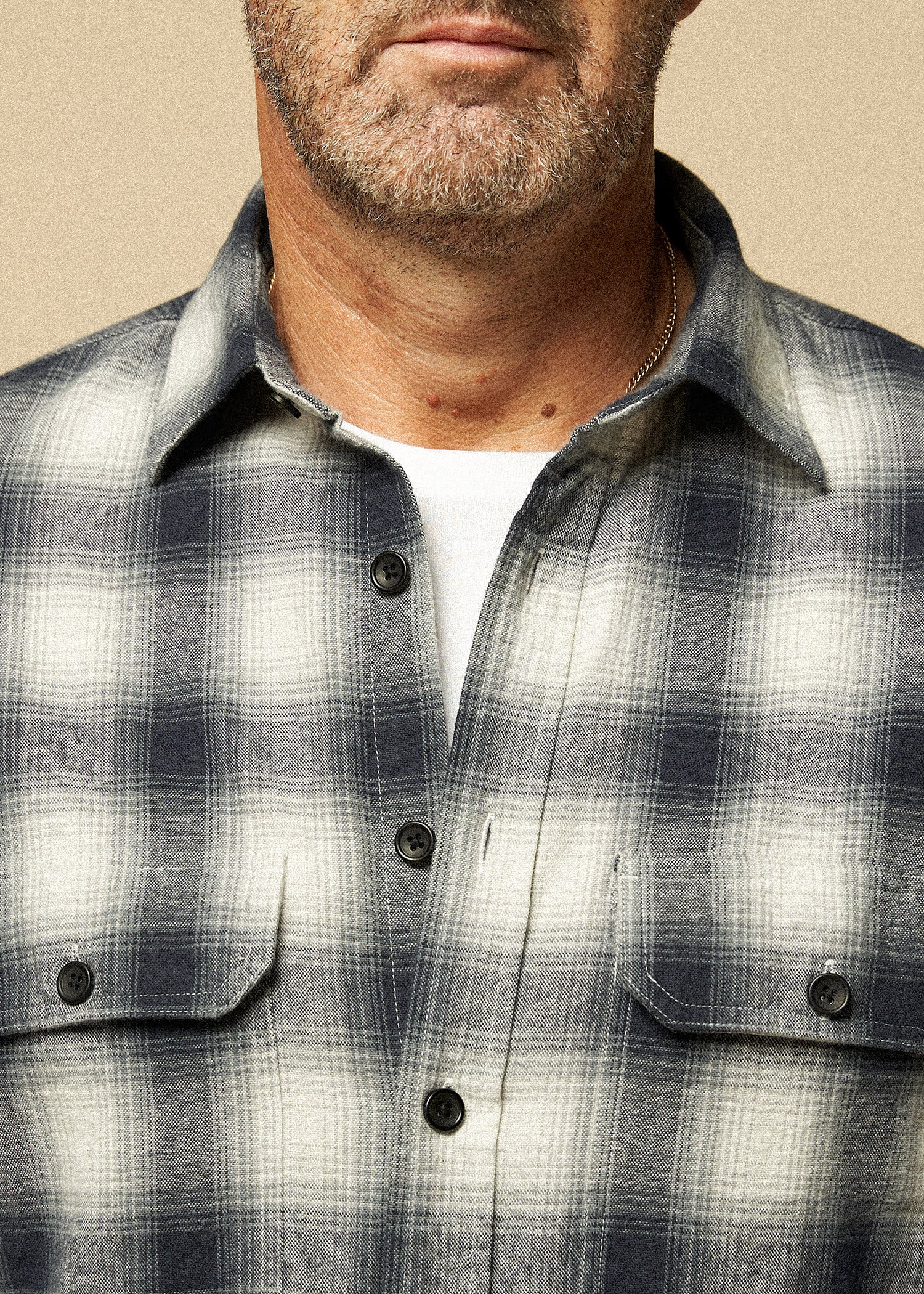 Men's Tall Flannel Shirt in Weathered Navy & Ecru Plaid – LONGJOHN