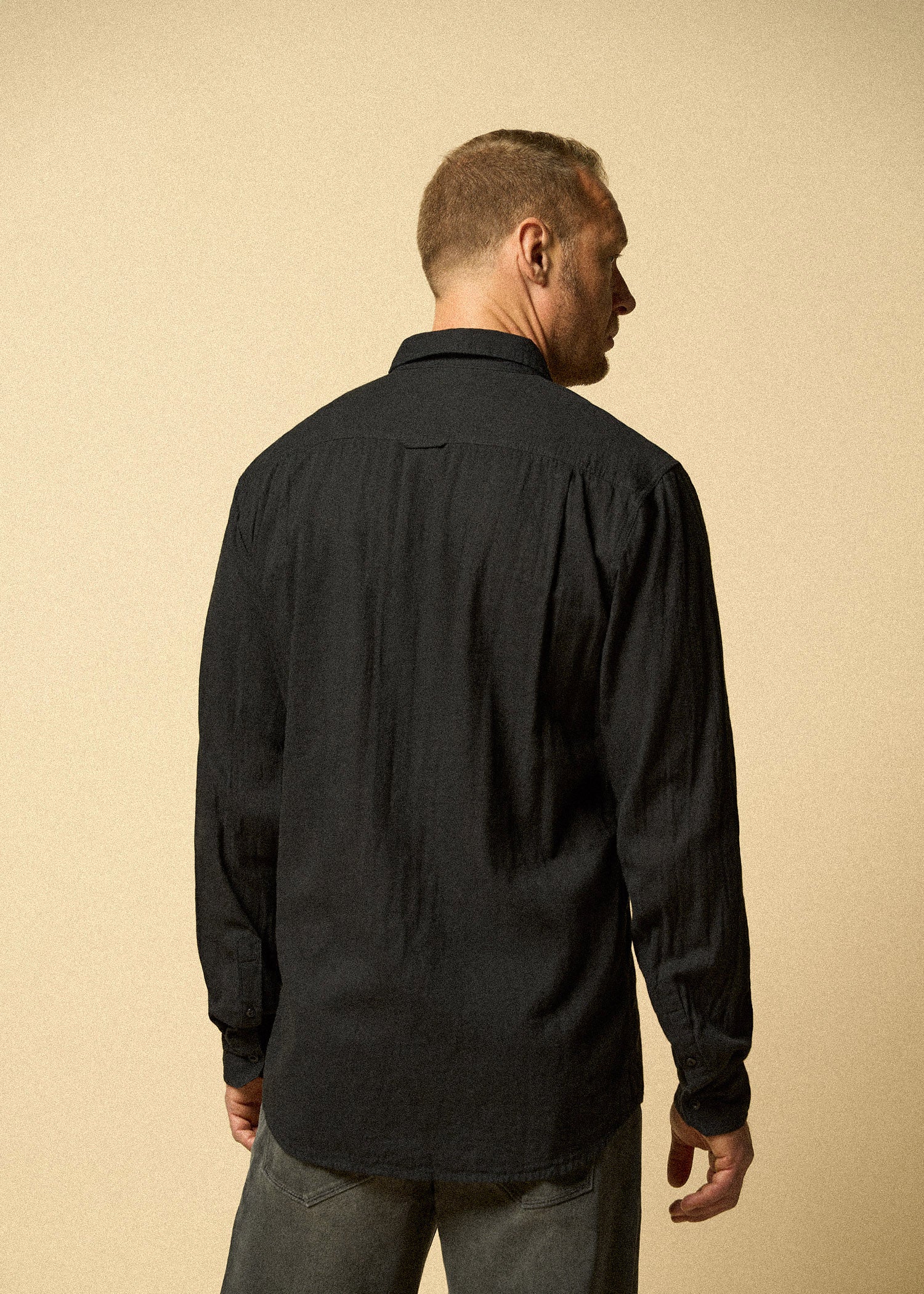    LJ-Men-Double-Weave-Shirt-Vintage-Black-back