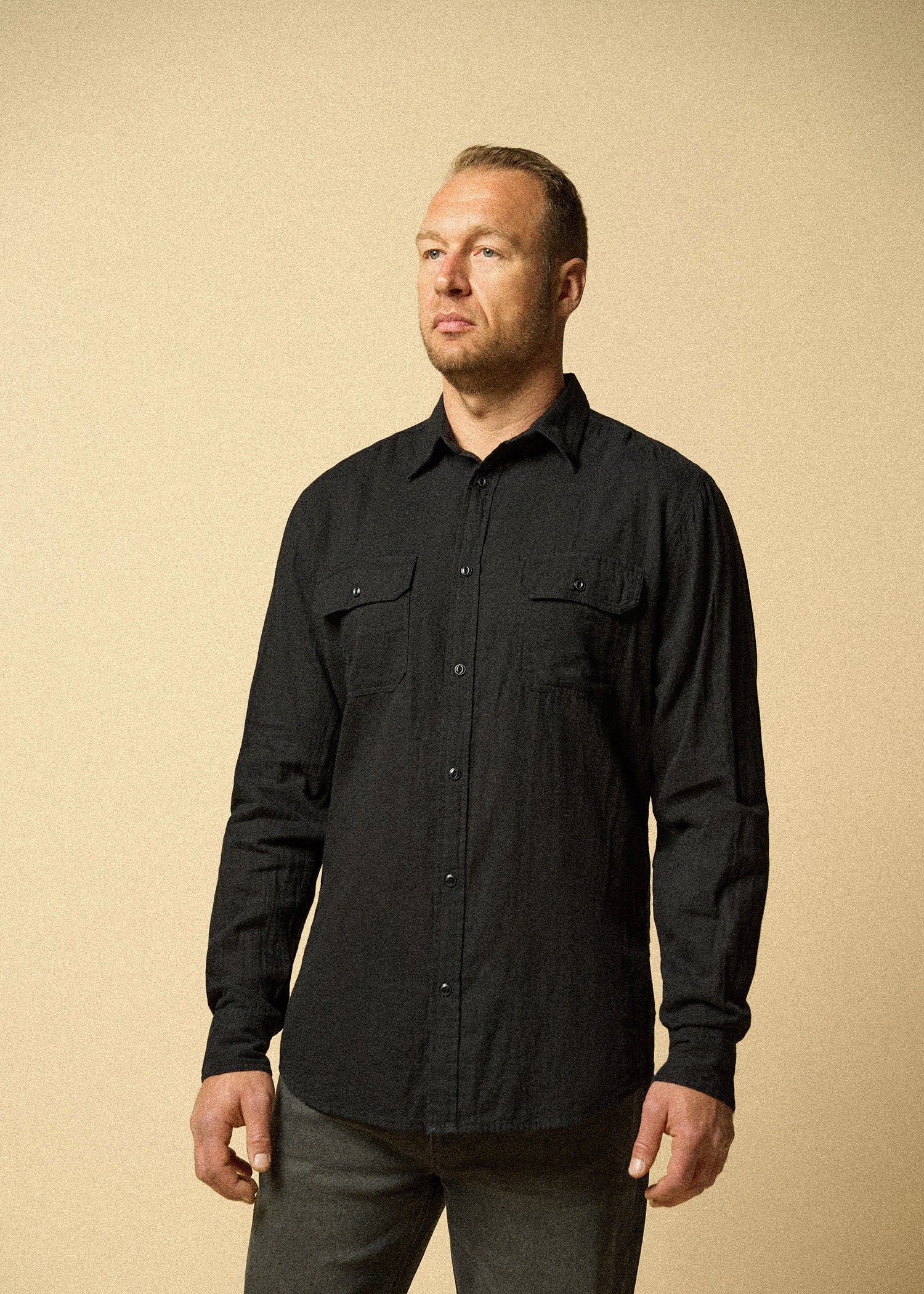     LJ-Men-Double-Weave-Shirt-Vintage-Black-front