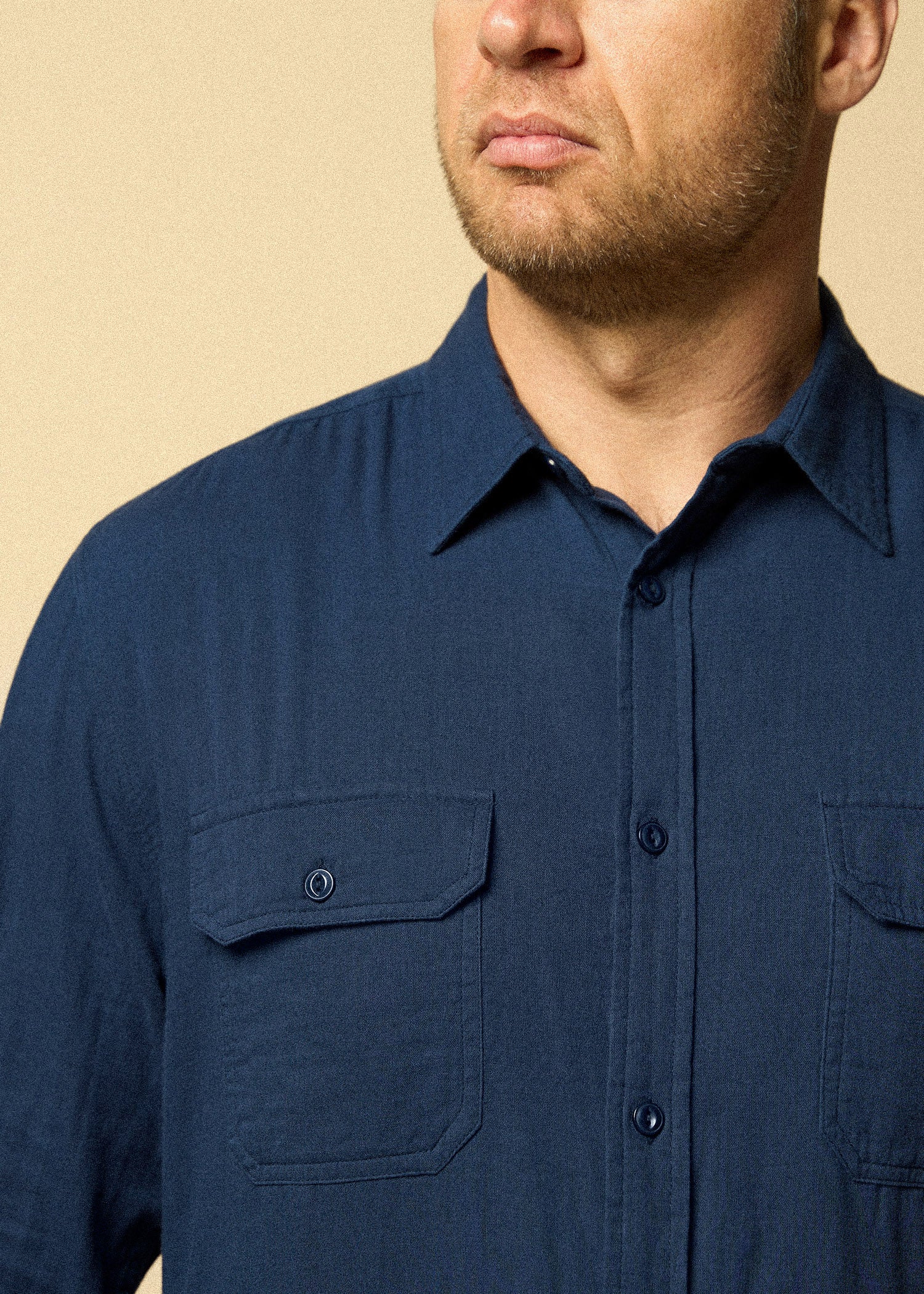      LJ-Men-Double-Weave-Shirt-Vintage-Midnight-Navy-detail